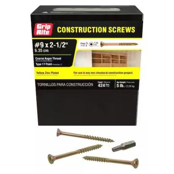 #9 x 2-1/2" Star Drive Dual Flat Head Coarse Thread Construction Screws 5 lb