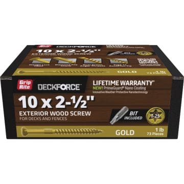 Grip-Rite DeckForce PrimeGuard Nano 2-1/2 In. x 10 Star Drive Gold Screw (1 Lb.)