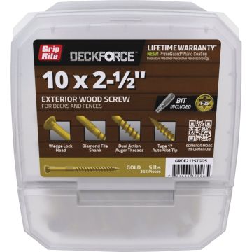 Grip-Rite DeckForce PrimeGuard Nano 2-1/2 In. x 10 Star Drive Gold Screw (5 Lb.)