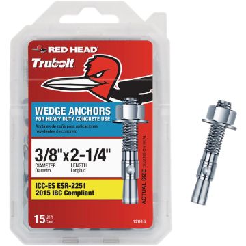 Red Head 3/8 In. x 2-1/4 In. Wedge Anchor (15 Ct.)