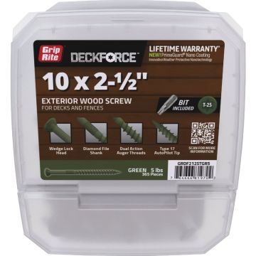 Grip-Rite DeckForce PrimeGuard Nano 2-1/2 In. x 10 Star Drive Green Screw (5 Lb.)