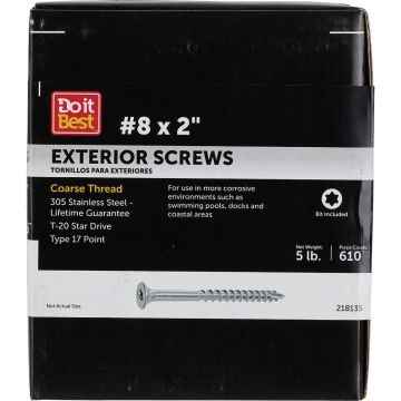 Grip-Rite PrimeGuard Max 2 In. T20 Star Drive Trim Head Stainless Steel Deck Screw (5 Lb.)