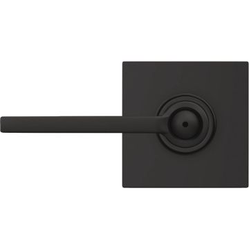 Schlage F Series Latitude Lever Matte Black Bed & Bath Lock with Collins Trim