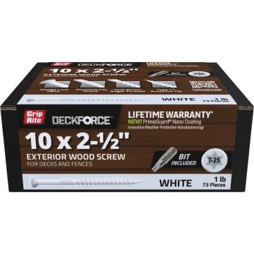 Grip-Rite DeckForce PrimeGuard Nano 2-1/2 In. x 10 Star Drive White Screw (1 Lb.)