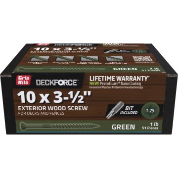 Grip-Rite DeckForce PrimeGuard Nano 3-1/2 In. x 10 Star Drive Green Screw (1 Lb.)