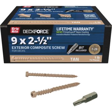 Grip-Rite DeckForce #9 x 2-1/2 In. Tan Composite Deck Screw (1 Lb.)