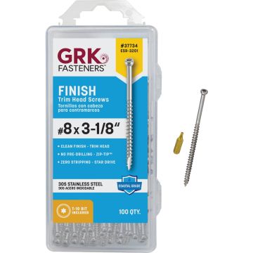 GRK #8 x 3-1/8 In. Star Drive Stainless Steel Trim Screw (100 Ct.)