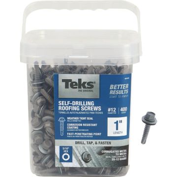 Teks #12 x 1 In. Hex Washer Head Self-Drilling Metal to Metal Roofing Screw (400 Ct.)
