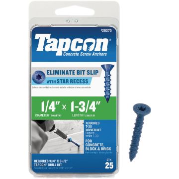 Tapcon 1/4 In. x 1-3/4 In. Star Head Concrete Screw Anchors (25 Ct.)