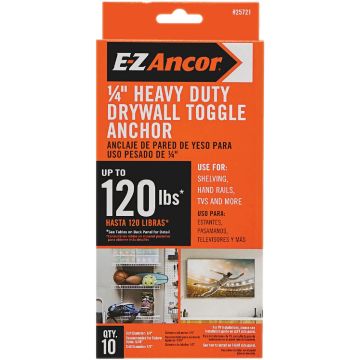 E-Z Ancor 1/4 In. Heavy Duty Pull Toggle Drywall Anchor (25-Pack)