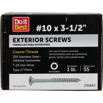 Grip-Rite PrimeGuard Max 3-1/2 In. T25 Star Drive Trim Head Stainless Steel Deck Screw (1 Lb.)
