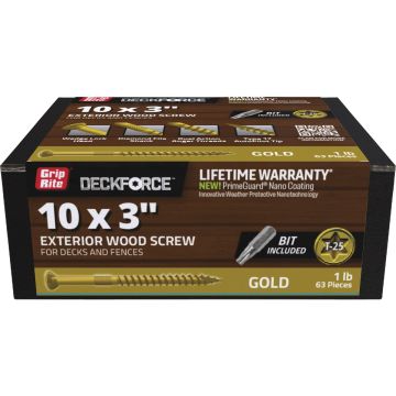 Grip-Rite DeckForce PrimeGuard Nano 3 In. x 10 Star Drive Gold Screw (1 Lb.)