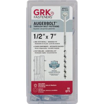 GRK AugerBolt 1/2 In. x 7 In. Galvanized Hex Through Bolt (10 Ct.)