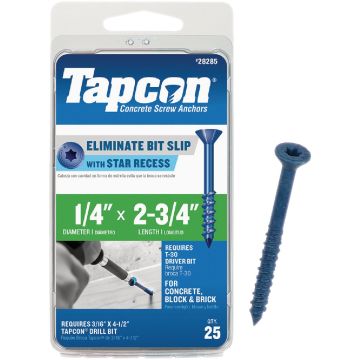 Tapcon 1/4 In. x 2-3/4 In. Star Head Concrete Screw Anchors (25 Ct.)