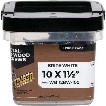 Big Timber #10 x 1-1/2 In. Hex Head Brite White Metal Roofing Screw (100 Ct.)