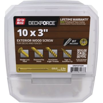 Grip-Rite DeckForce PrimeGuard Nano 3 In. x 10 Star Drive Gold Screw (5 Lb.)