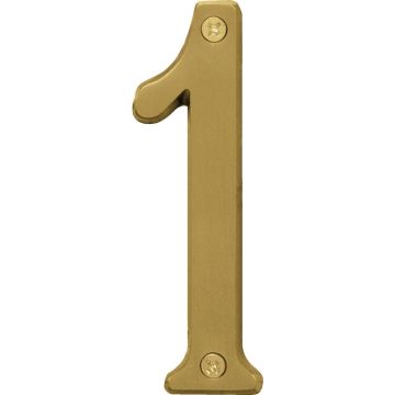 Hy-Ko 4 In. Brushed Brass Number 1