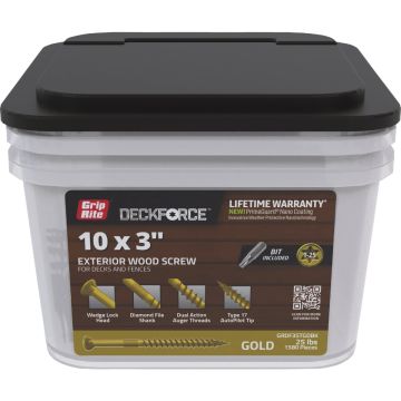 Grip-Rite DeckForce PrimeGuard Nano 3 In. x 10 Star Drive Gold Screw (25 Lb.)
