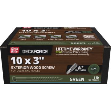 Grip-Rite DeckForce PrimeGuard Nano 3 In. x 10 Star Drive Green Screw (1 Lb.)