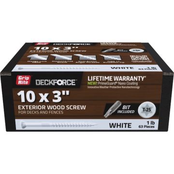 Grip-Rite DeckForce PrimeGuard Nano 3 In. x 10 Star Drive White Screw (1 Lb.)