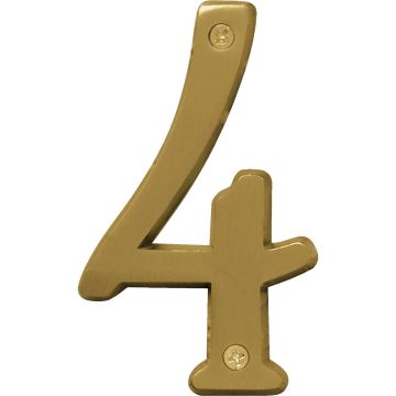 Hy-Ko 4 In. Brushed Brass Number 4