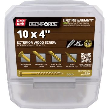 Grip-Rite DeckForce PrimeGuard Nano 4 In. x 10 Star Drive Gold Screw (5 Lb.)