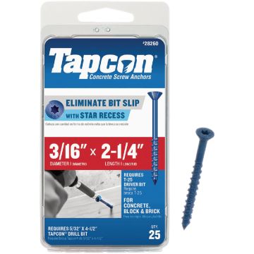 Tapcon 3/16 In. x 2-1/4 In. Star Head Concrete Screw Anchors (25 Ct.)