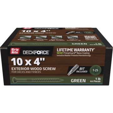 Grip-Rite DeckForce PrimeGuard Nano 4 In. x 10 Star Drive Green Screw (1 Lb.)