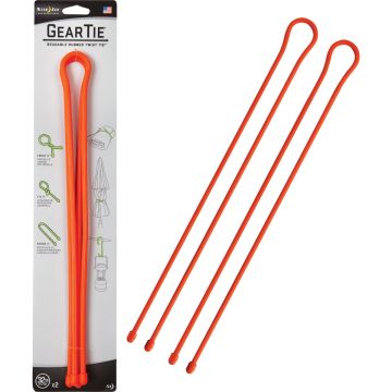 Gear Tie 32 In. Reusable Rubber Twist Tie - Bright Orange (2-Pack)