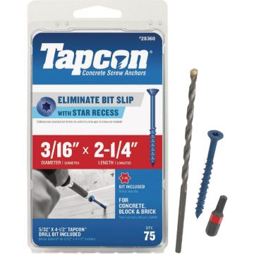 Tapcon 3/16 In. x 2-1/4 In. Star Head Concrete Screw Anchor (75 Ct.)