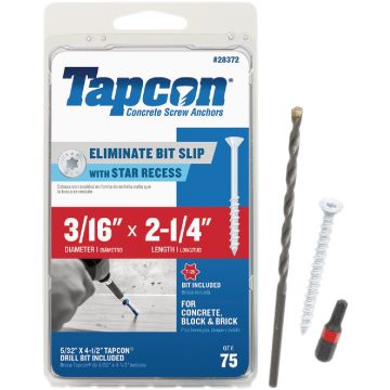 Tapcon 3/16 In. x 2-1/4 In. White Star Head Concrete Screw Anchors (75 Ct.)