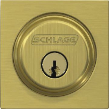 Schlage Satin Brass Single Cylinder Deadbolt with Collins Trim