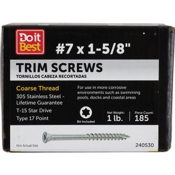 Grip-Rite PrimeGuard Max 1-5/8 In. T15 Star Drive Trim Head Stainless Steel Deck Screw (1 Lb.)