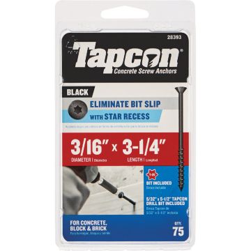 Tapcon 3/16 In. x 3-1/4 In. Black Star Head Concrete Screw Anchor (75 Ct.)