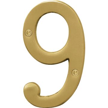 Hy-Ko 4 In. Brushed Brass Number 9
