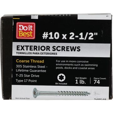 Grip-Rite PrimeGuard Max 2-1/2 In. T25 Star Drive Trim Head Stainless Steel Deck Screw (1 Lb.)