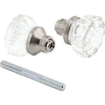 Defender Security 2 In. Satin Nickel Fluted Glass Door Knob