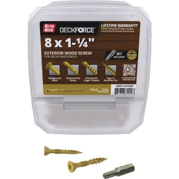 Grip-Rite DeckForce PrimeGuard Nano 1-1/4 In. x 8 Star Drive Gold Screw (5 Lb.)