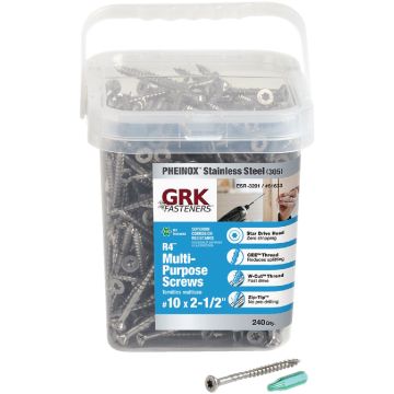 GRK R4 #10 x 2-1/2 In. Star Drive Stainless Steel Multi-Purpose Wood Screw (240 Ct.)