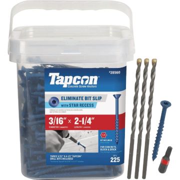 Tapcon 3/16 In. x 2-1/4 In. Star Head Concrete Screw Anchor (225 Ct.)