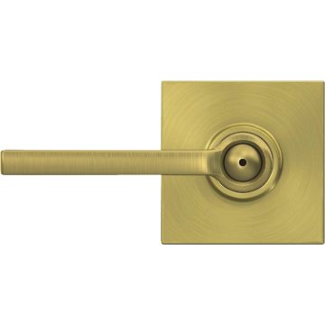 Schlage F Series Latitude Lever Satin Brass Bed & Bath Lock with Collins Trim