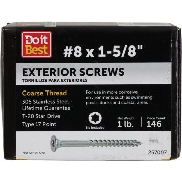 Grip-Rite PrimeGuard Max 1-5/8 In. T20 Star Drive Trim Head Stainless Steel Deck Screw (1 Lb.)