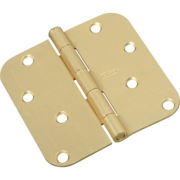 National Hardware 5/8 In. x 4 In. Satin Brass Round Corner Door Hinge