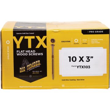 Big Timber #10 x 3 In. Yellow Zinc Star Drive Flat Head Wood Screw, Bulk