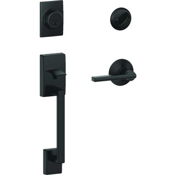 Schlage Century Matte Black Handleset with Single Cylinder Deadbolt & Latitude Lever