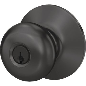 Schlage Plymouth Matte Black Knob Keyed Entry