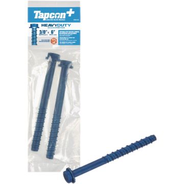 Tapcon+ 3/8 In. x 6 In. Hex Washer Head Heavy Duty Concrete Screw Anchors (2 Ct.)