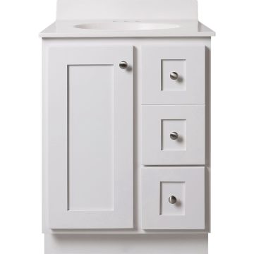 Bertch Storage Solutions 24 In. W x 34-1/2 In. H x 21 In. Deep White Vanity Base without Top, 2 Door/1 Drawer