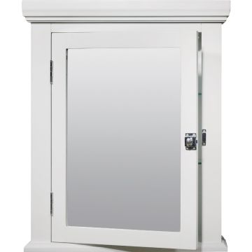 Zenith American White 22.25 In. W x 27.25 In. H x 5.75 In. D Single Mirror Surface Mount Crown Pediment Medicine Cabinet