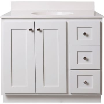 Bertch Storage Solutions 36 In. W x 34-1/2 In. H x 21 In. Deep White Vanity Base without Top, 3 Door/1 Drawer